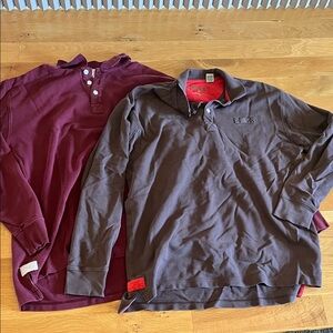 Orvis Men's Burgundy and Brown Long Sleeve Polo Shirts XLT